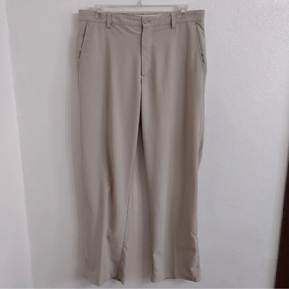 FootJoy Performance Pants Mens 36 X 32 Golf Stretch Beige Button Front Chino